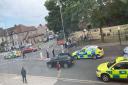 Emergency services have been called and a road closure is in place after a crash in Cranbrook Road, Gants Hill