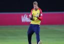 Simon Harmer celebrates a wicket for Essex Eagles against Sussex Sharks