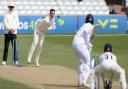 Dan Lawrence in bowling action for Essex against Kent