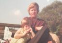 Jodi Bushe aged six with her father, Timothy Wigmore.