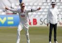 Simon Harmer of Essex claims the wicket of Ned Eckersley during Essex CCC vs Durham CCC, LV Insurance County Championship Group 1 Cricket at The Cloudfm County Ground on 18th April 2021