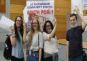 Sixth formers from Jo Richardson Community School celebrate on A Level results day 2021.