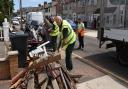 Council workers clearing debris in Wilmington Gardens following the Barking tornado