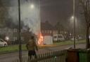 A phone mast alight in Becontree Avenue, Dagenham.