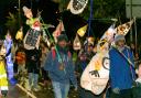 Parade participants with homemade lanterns