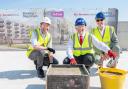 Cllr Darren Rodwell (centre) was there for the scheme's topping out