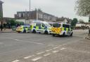 Police blocked the road near to the polling station