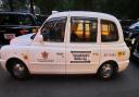 Part of the taxi convoy ready to set off from Canary Wharf