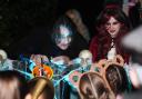 Jonathan Ross outside his house in north London with trick-or-treaters (James Manning/PA)