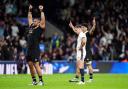 England’s George Ford (right) reacts to missing a drop goal attempt (David Davies/PA)