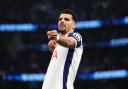 Dominic Solanke celebrates scoring Spurs’ second goal (John Walton/PA)