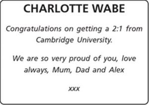 CHARLOTTE WABE