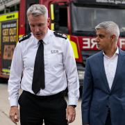 Mayor of London Sadiq Khan and the London Fire Commissioner, Andy Roe at Plaistow Fire Station in Newham