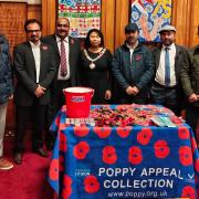 Mayor Cllr Edna Fergus and Cllr Peter Chand with members of the Ahmadiyya Muslim Barking and Dagenham community.