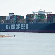 The container ship Ever Given arrived at Felixstowe after blocking the Suez Canal