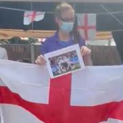 Hanbury Court residents Carmen Richards and Iris Barnard showing their support for England ahead of the Euro 2020 final.