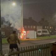 Half the phone mast in Becontree Avenue was damaged in the blaze.