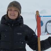 Maria Ahsen's flag flies in Antarctica. Picture: Barking Abbey School