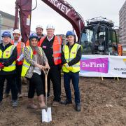 Cllr Saima Ashraf (centre) starts work on the latest phase of the Gascoigne estate regeneration