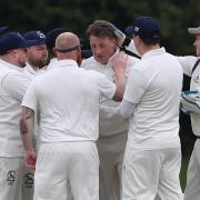 Goresbrook captain Kane Messenger celebrates a wicket. Image: Gavin Ellis/TGS Photo