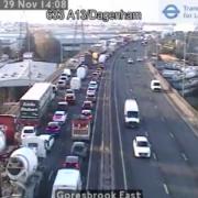 Long delays on the A13 near Dagenham