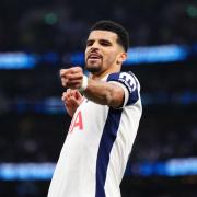 Dominic Solanke celebrates scoring Spurs’ second goal (John Walton/PA)