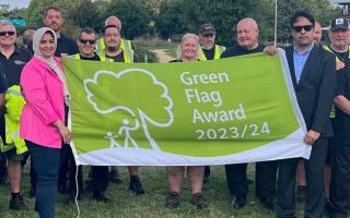 Cllrs Saima Ashraf (left) and Kashif Haroon with parks staff