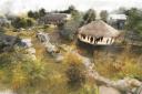 Exciting - a rendered image of the new habitat lion enclosure from a ramp view