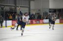 Andrew Shewfelt celebrates scoring for Raiders against MK Lightning