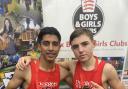 Dagenham Boxing Club's Musa Sheikh and Jake Hornsby celebrate