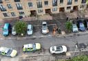 A crime scene was erected outside homes after the stabbing