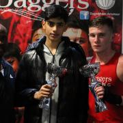 Former World Featherweight champion - Colin ‘Sweet C’ McMillan with Kaizer Syed (centre) and Billy Adams.