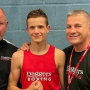 Harry Carter with coaches Sean O’Sullivan and Dennis Adams