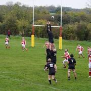 Mitch Sinfield wins lineout ball for Dagenham