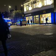 A police cordon was in place outside the McDonald's in East Street last night