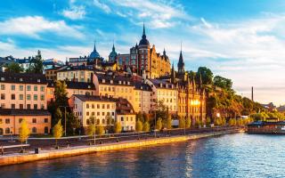 Enjoy views of the Old Town pier architecture in Sodermalm district of Stockholm, Sweden